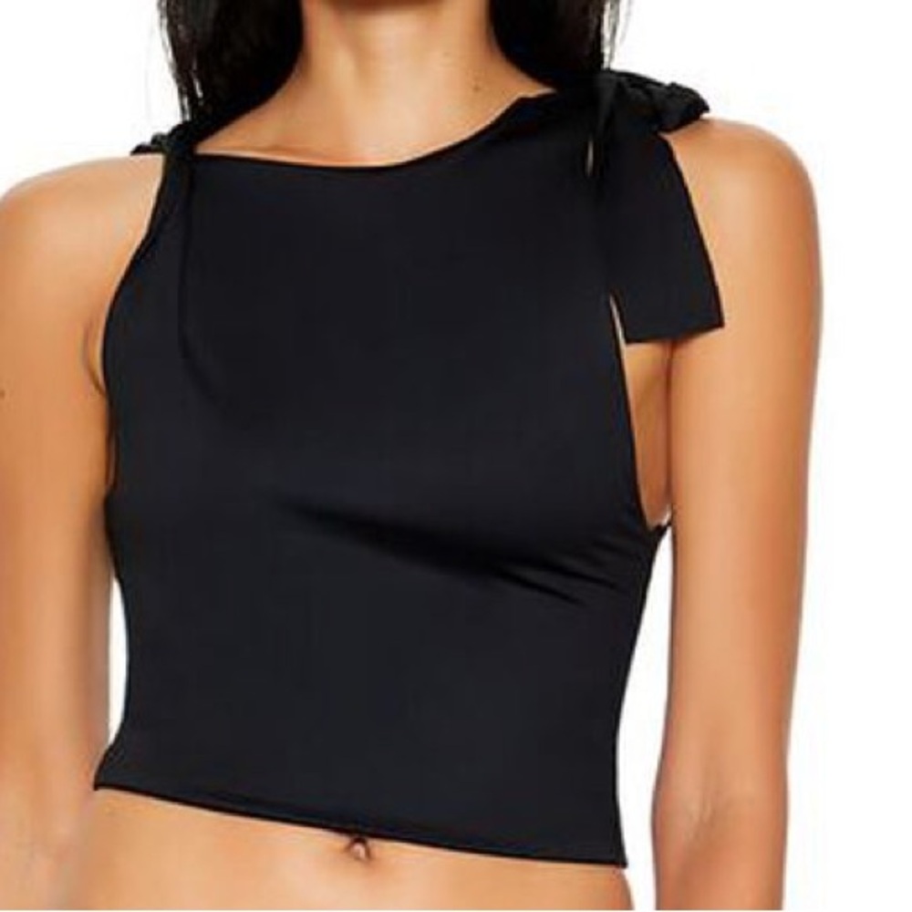 Black Contour Sculpt Asymmetrical Crop Top